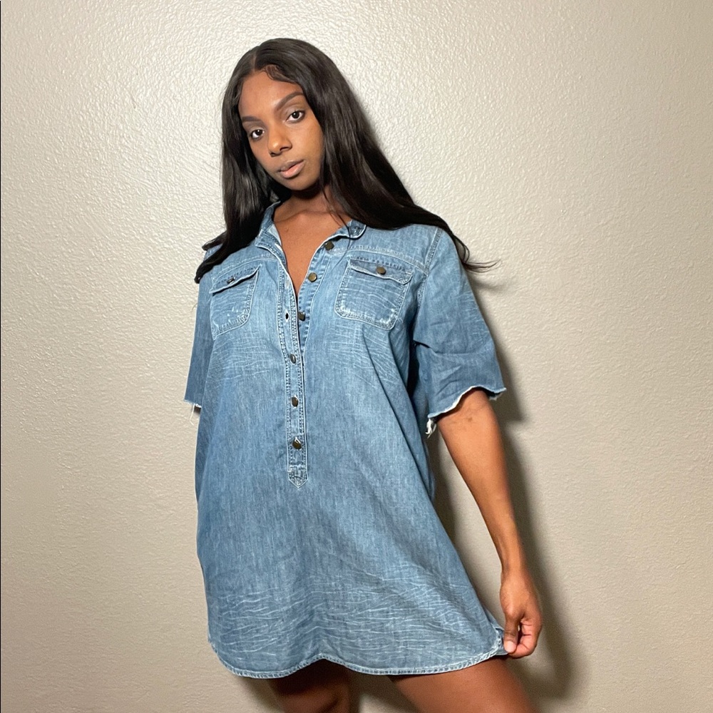 Vintage denim blue shirt dress